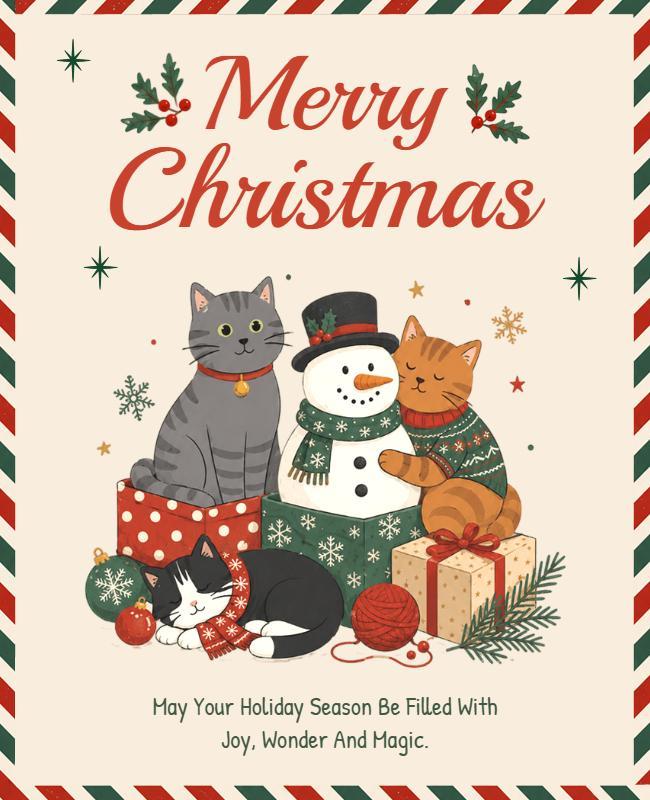 Cute Cats Christmas Greeting Poster Template