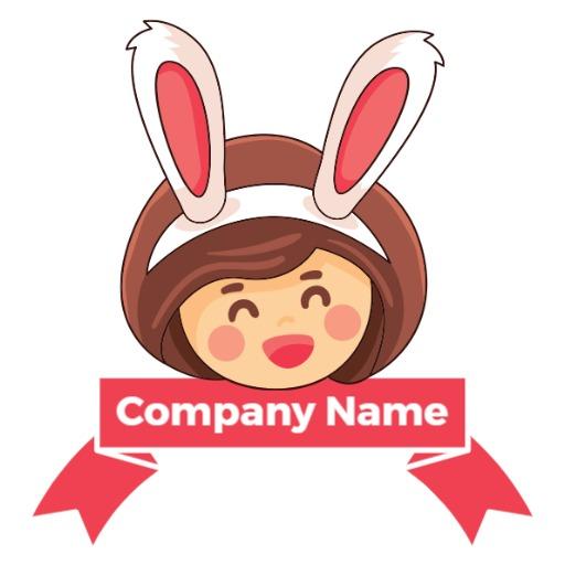 Cute Character Design with Bunny Ears for Playful Branding Logo Template