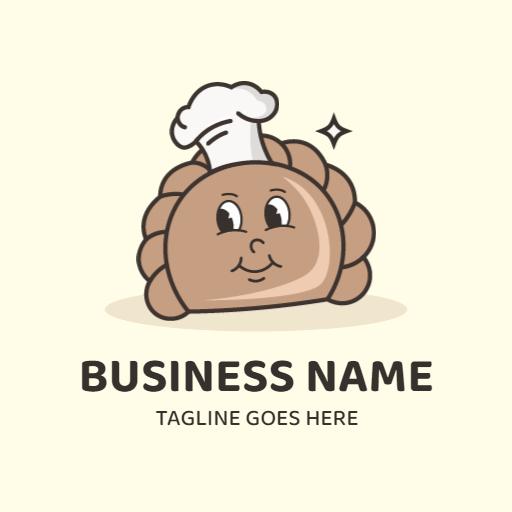 Cute Chef Character Presenting Delicious Karipap Logo Template