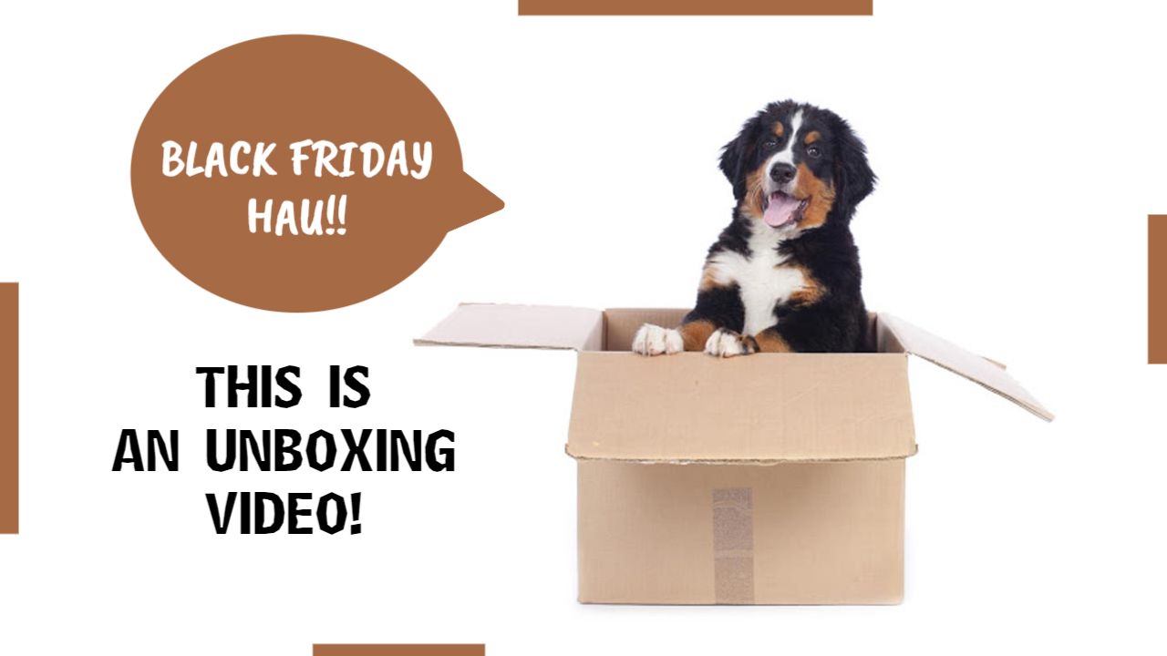 Cute Dog Surprise Holiday Unboxing YouTube Thumbnail Template