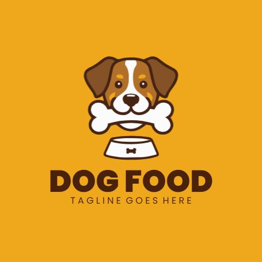 Cute Dog with Bone Symbolizing Nutritious Dog Food Logo Template