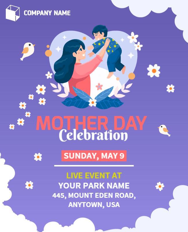 Cute Floral Mother Day Celebration Family Event Poster Template