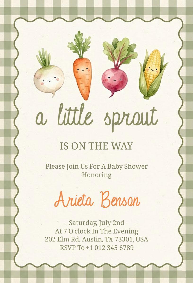 Cute Garden Theme Baby Shower Celebration Invitation Template