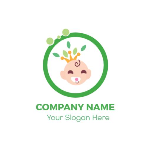 Cute Green Baby Logo Featuring Adorable Character Design Logo Template