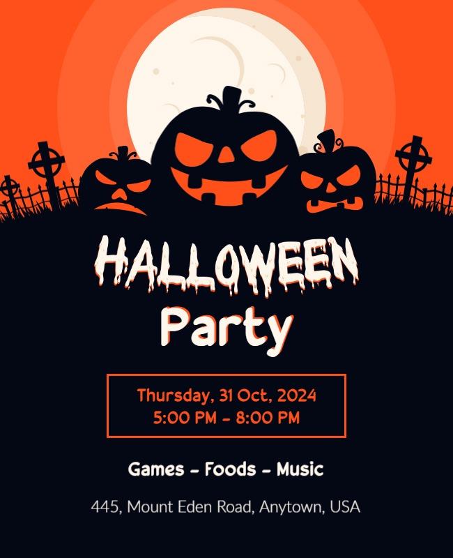 Cute Halloween Party Flyer Designs Template