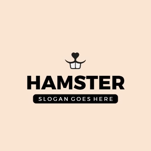 Cute Hamster Character on Soft Peach Background Logo Template