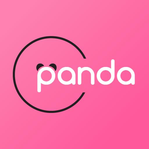 Cute Panda Design on Soft Pink Background Logo Template