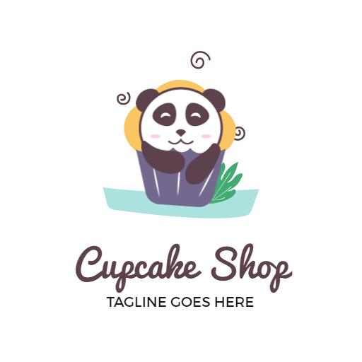 Cute Panda Holding a Cupcake for a Cupcake Shop Logo Template