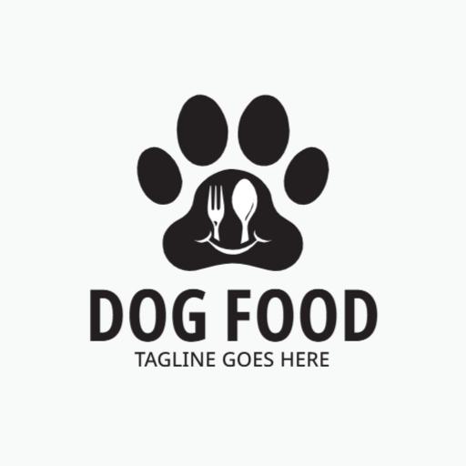 Cute Paw Print Featuring Cutlery for Dog Food Logo Template