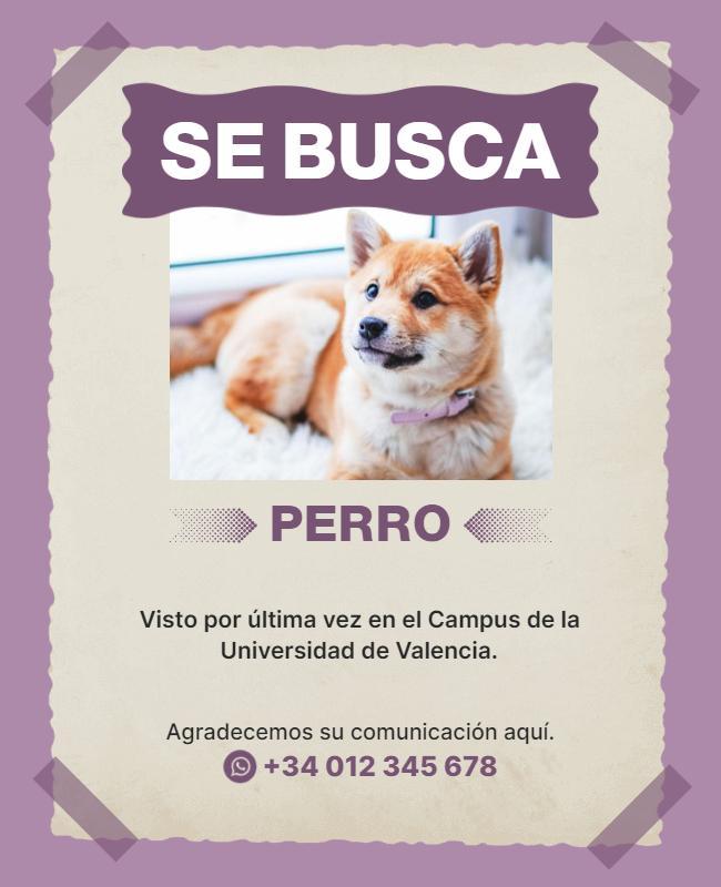 Cute Pet Lost Dog Notice Poster Template