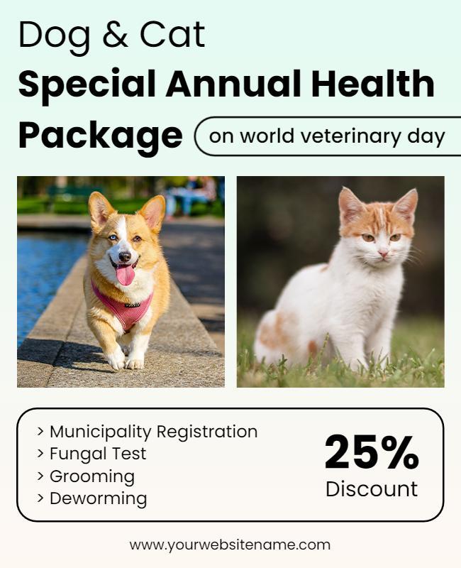 Cute Pets Health Package Promotion for Veterinary Day Poster Template