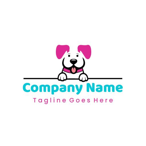 Cute Pink and Blue Dog Graphic for Pet Services Logo Template