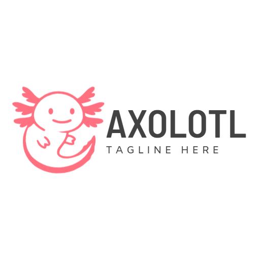 Cute Pink Axolotl Character Illustrating Marine Life Logo Template