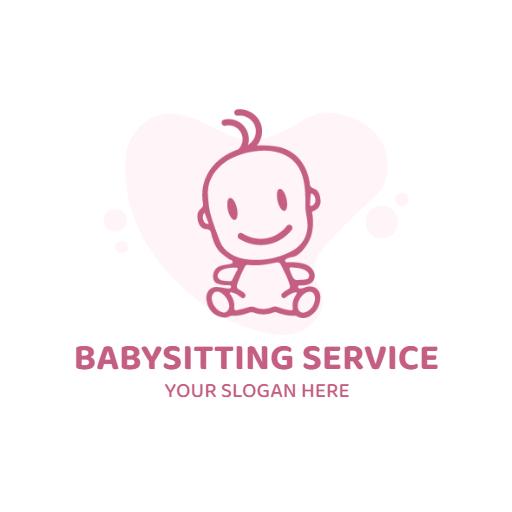 Cute Pink Baby Character Represents Reliable Babysitting Logo Template