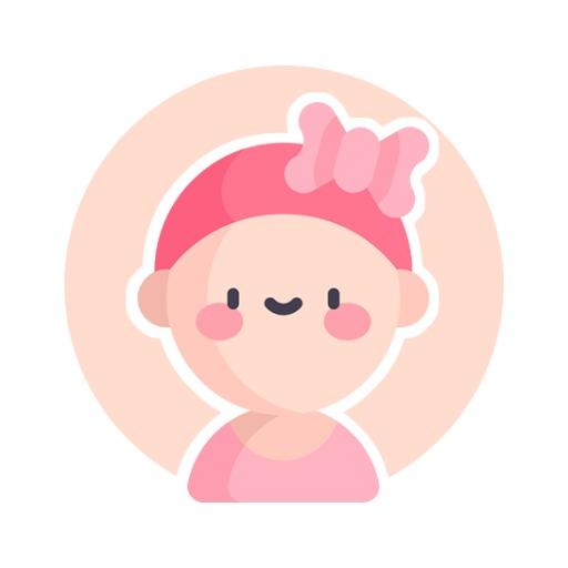 Cute Pink Baby Character with Bow for Nursery Logo Template
