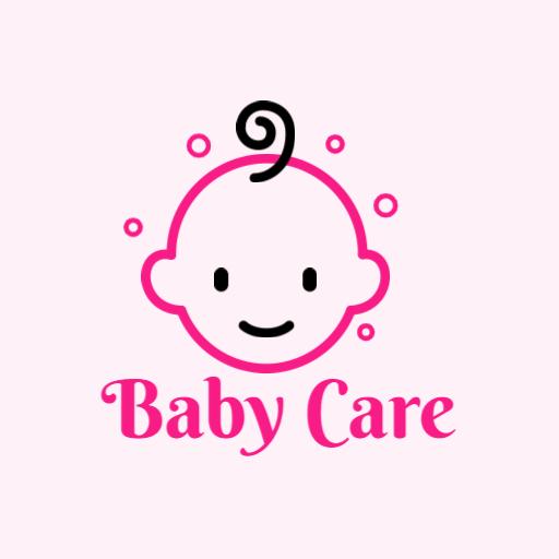 Cute Pink Baby Face Design for Professional Baby Care Logo Template