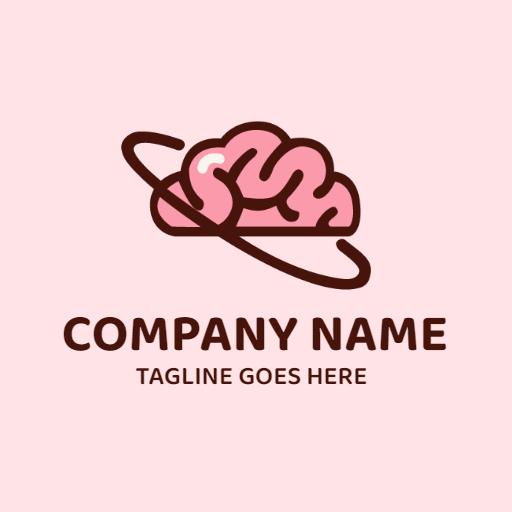 Cute Pink Brain Design with Orbit Symbolizing Intelligence Logo Template