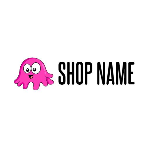 Cute Pink Ghost Character for Fun Slime Shop Logo Template
