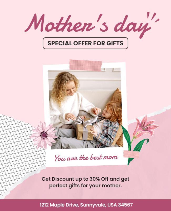 Cute Pink Mother's Day Gift Promotion Poster Template