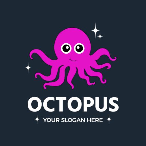 Cute Pink Octopus Design for Marine Exploration Logo Template