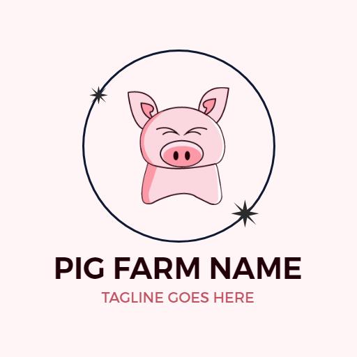 Cute Pink Pig Illustration Highlighting Pig Farm Identity Logo Template