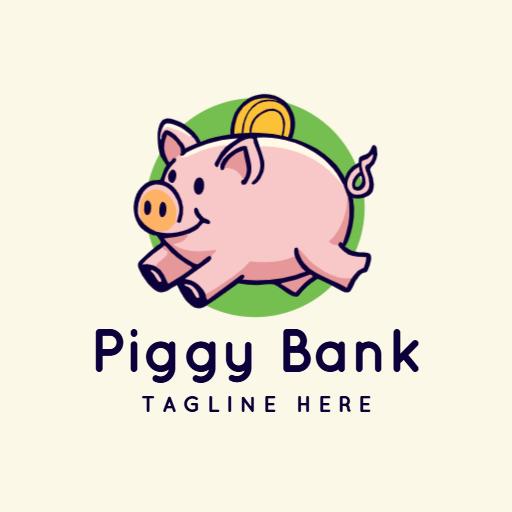 Cute Pink Piggy Bank Design Representing Savings Logo Template