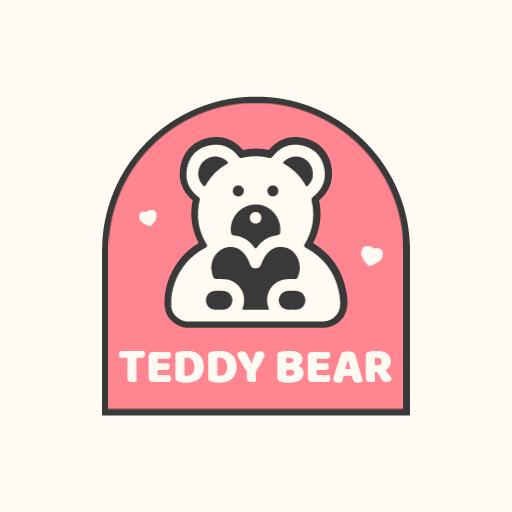 Cute Pink Teddy Bear Design for Children's Toys Logo Template