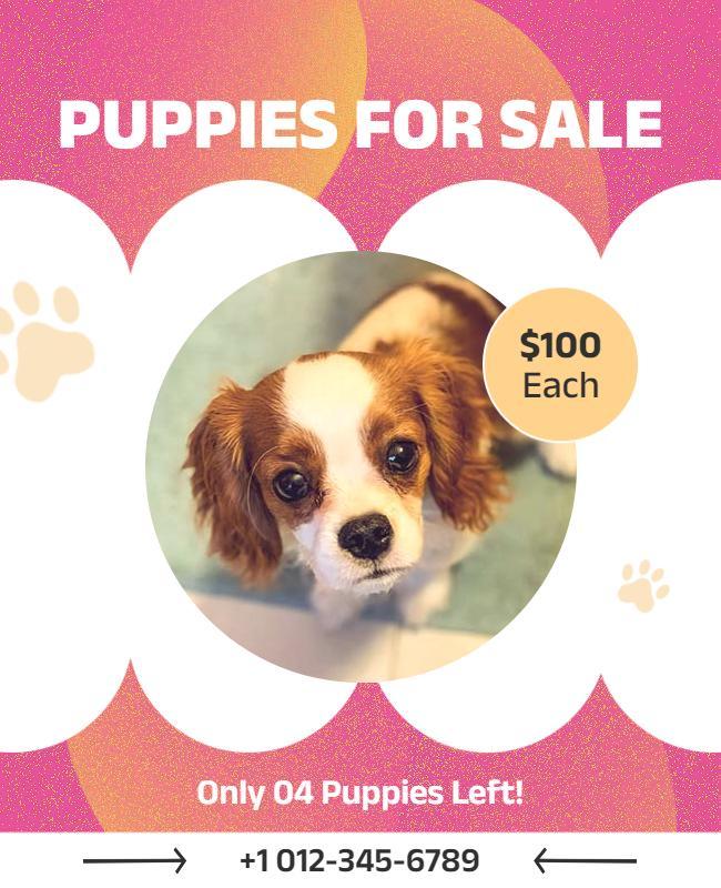 Cute Puppies for Sale Flyer Template