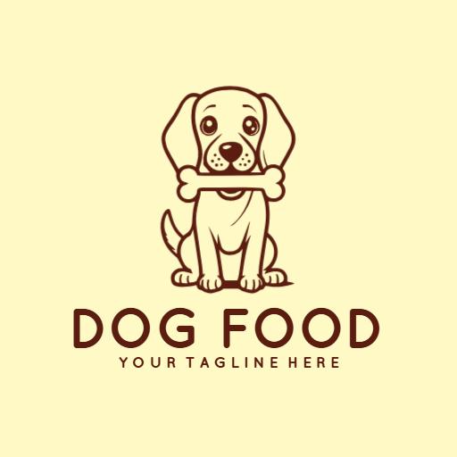 Cute Puppy Holding a Bone in Light Yellow Dog Food Logo Template