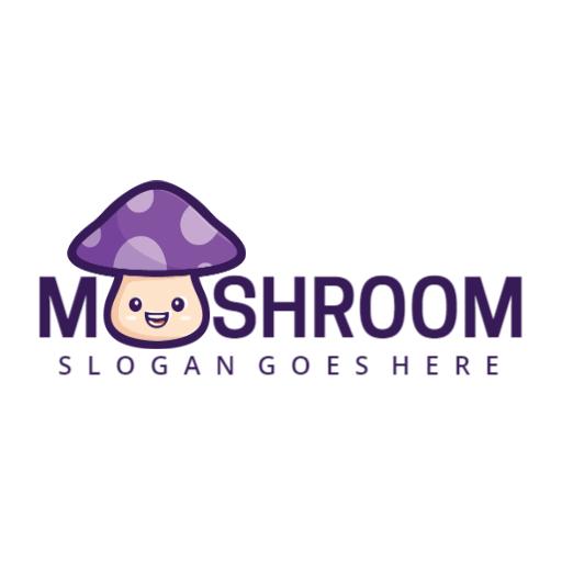 Cute Purple Mushroom Design for Nature-inspired Brand Logo Template