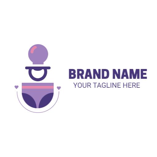 Cute Purple Pacifier Design for Baby Products Logo Template