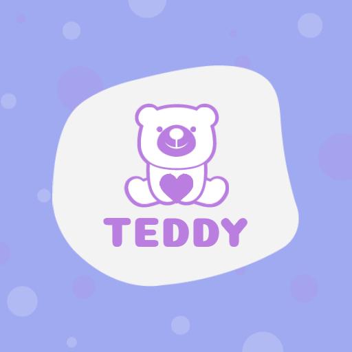 Cute Purple Teddy Bear Design for Children’s Therapy Logo Template