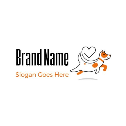Cute Running Dog in Orange and Black Branding Logo Template