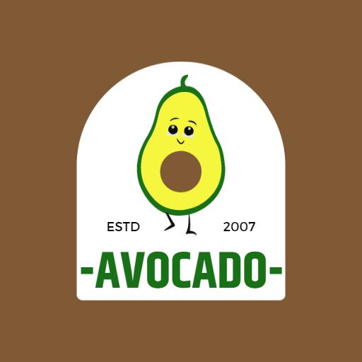 Cute Smiling Avocado Icon with Green and Brown Color Logo Template