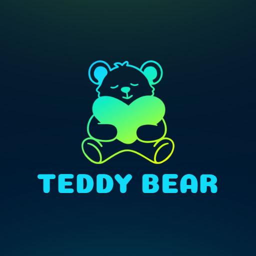 Cute Teddy Bear Holding a Heart in Soft Gradient Logo Template