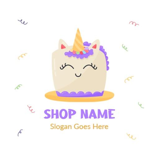 Cute Unicorn Cake Design Perfect for Celebrations Logo Template
