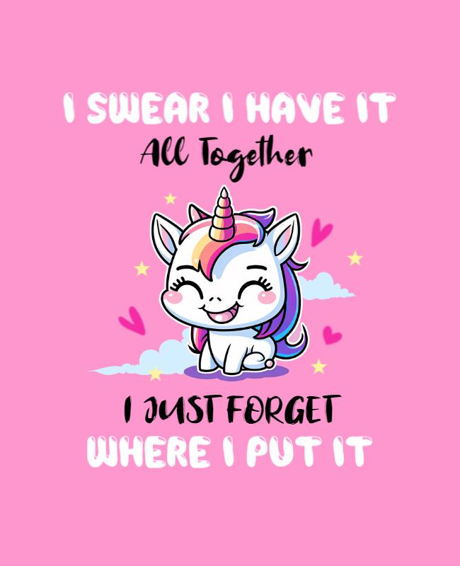 Cute Unicorn Themed Inspirational Quote Flyer Template