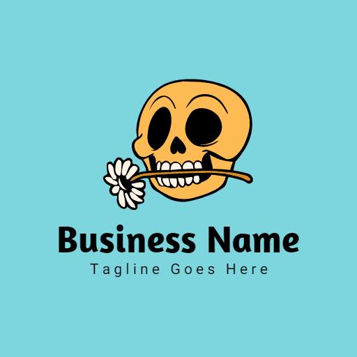 Cute Yellow Skull Holding a Flower for Creative Business Logo Template