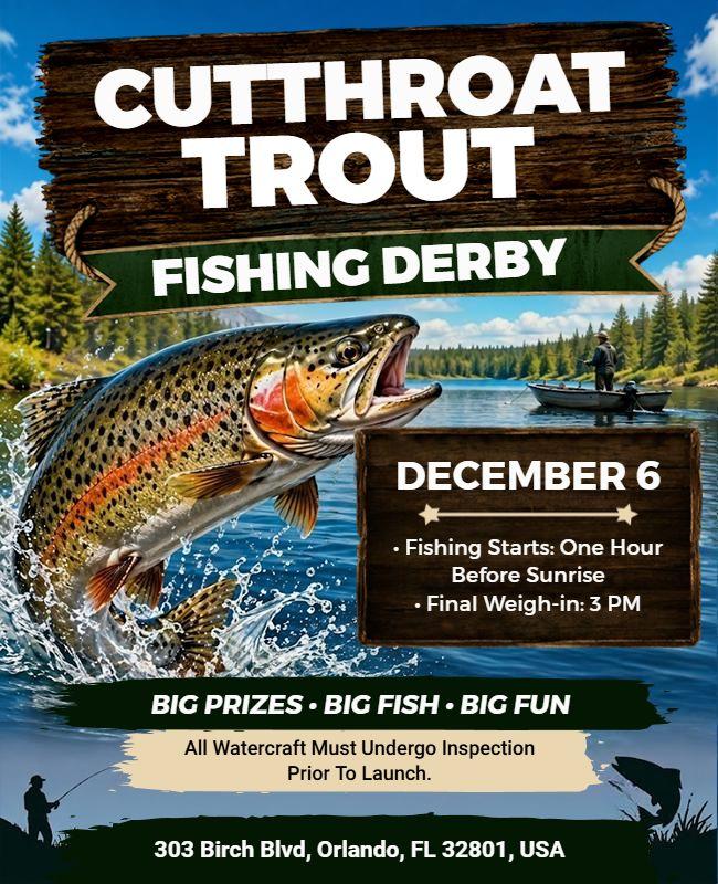 Cutthroat Trout Fishing Derby Event Flyer Template