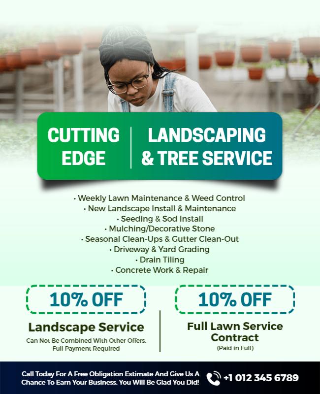 Cutting Edge Landscaping Services Flyer Template