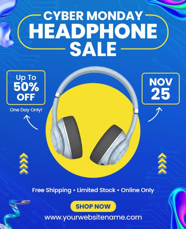 Cyber Monday Headphone Sale Flyer Template