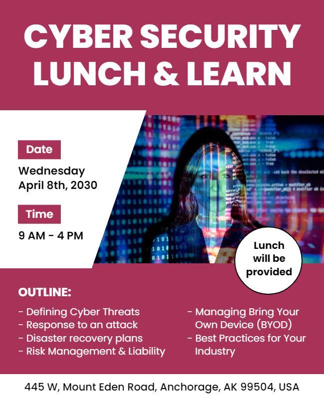 Modern Red Cyber Security Lunch and Learn Event Flyer Template