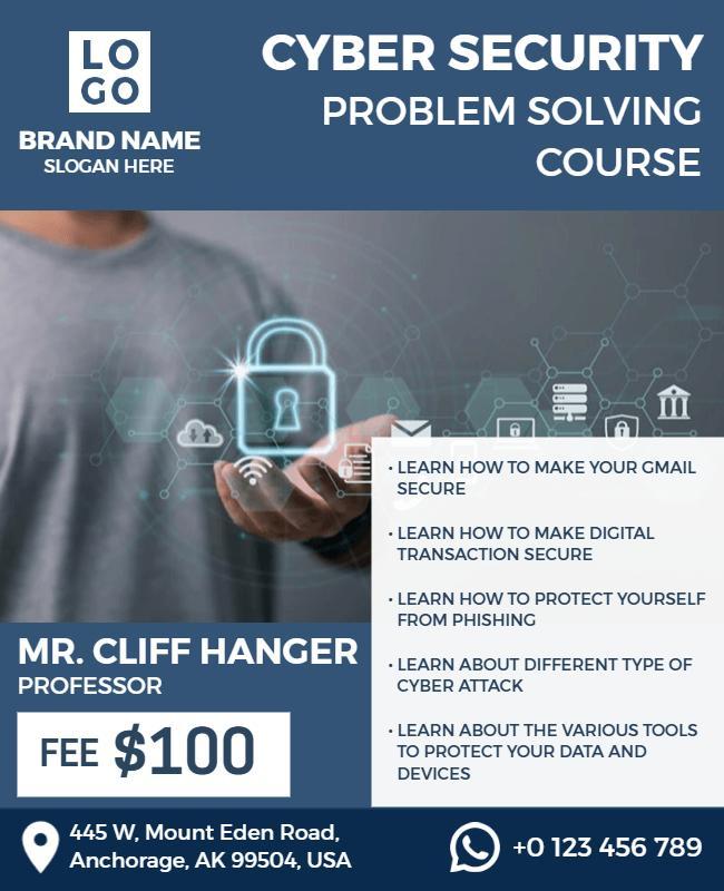 Cyber Security Problem Solving Course Flyer Template