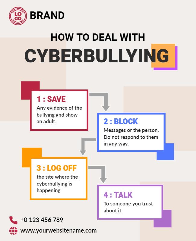 Colorful Educational Cyberbullying Awareness and Prevention Flyer Template