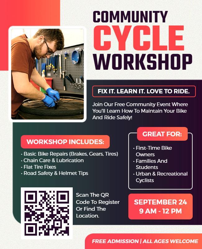 Cycle Workshop for Families and Beginners Flyer Template