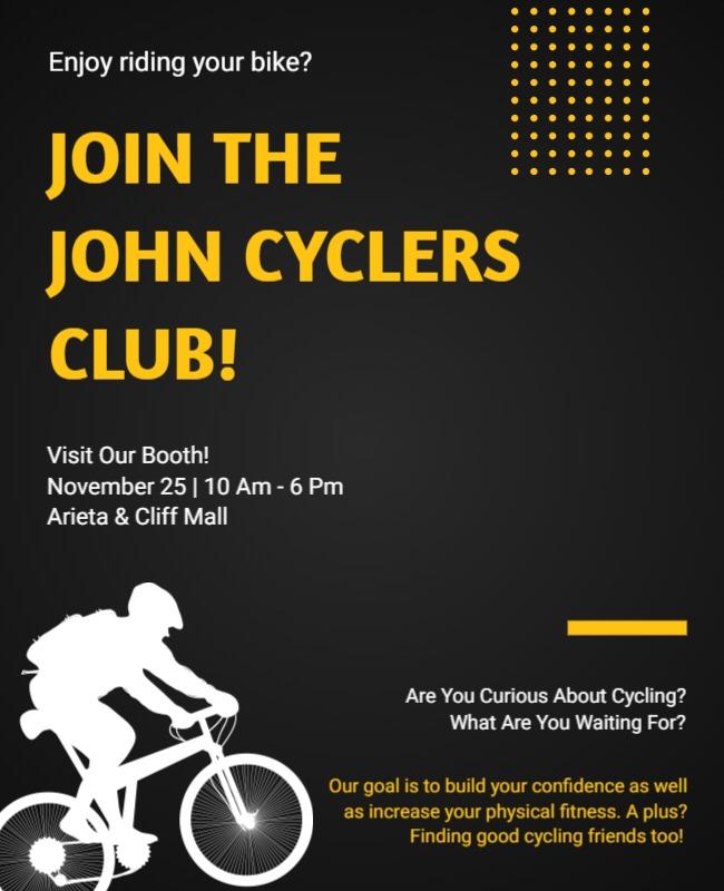 Cycling Enthusiasts Club Invitation Flyer Template