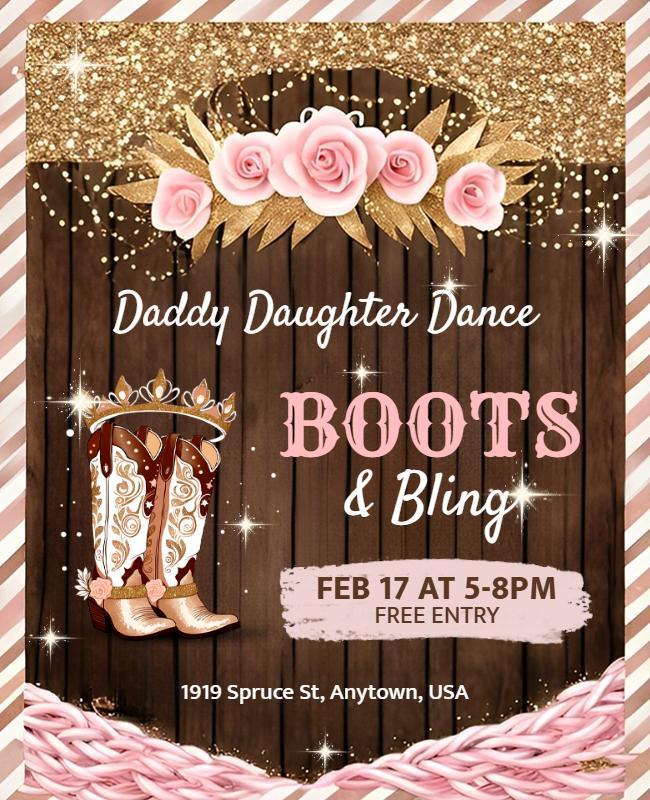 Daddy Daughter Dance Boots and Bling Flyer Template