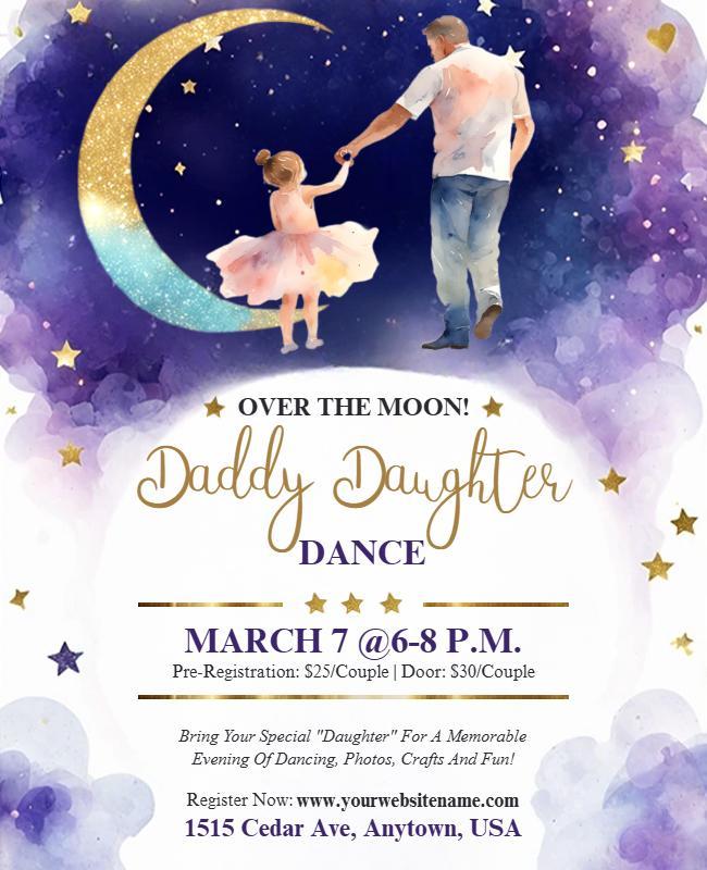 Whimsical Moonlight Daddy Daughter Dance Event Flyer Template