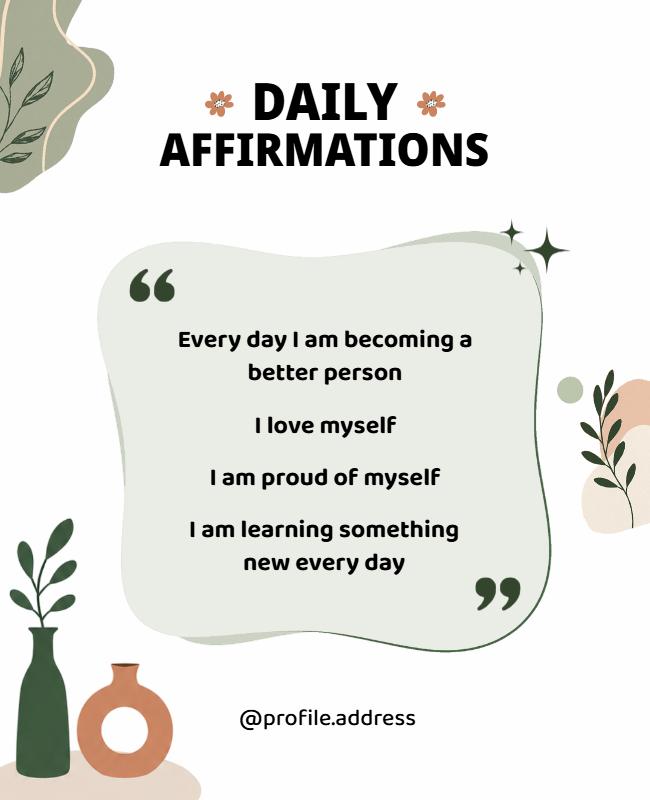 Daily Affirmations Inspirational Poster Template
