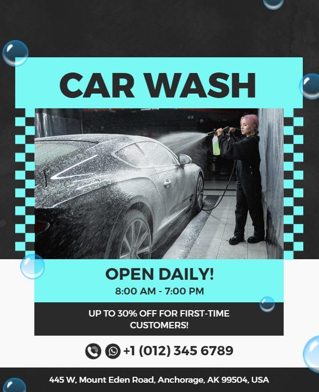 Daily Car Wash Services Promotion Flyer Template